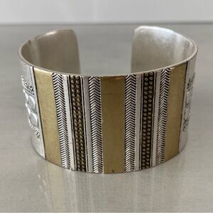 Lucky Brand Silver and Gold Tribal Cuff Bracelet